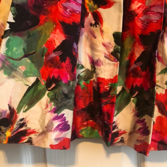 Milly Red Floral Pleated Skirt - Picture 3 of 6